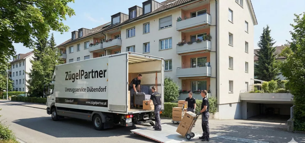 Umzugsfirma Dübendorf LKW beim Beladen Umzugsfirma Dübendorf LKW beim Beladen