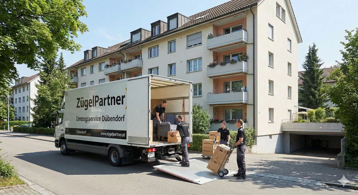 Umzugsfirma Dübendorf LKW beim Beladen Umzugsfirma Dübendorf LKW beim Beladen