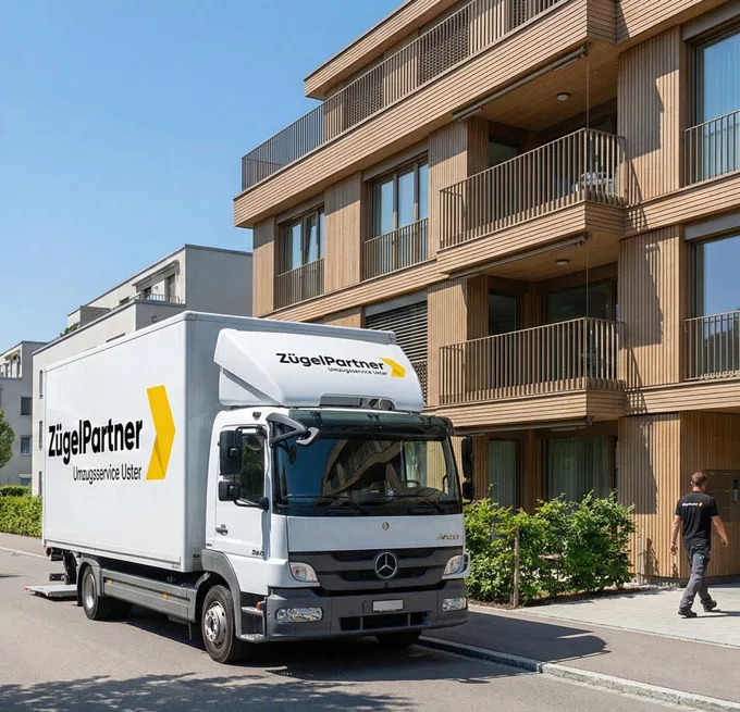 Umzugsfirma Uster ZuegelPartner Lastwagen vor Wohnhaus in Uster